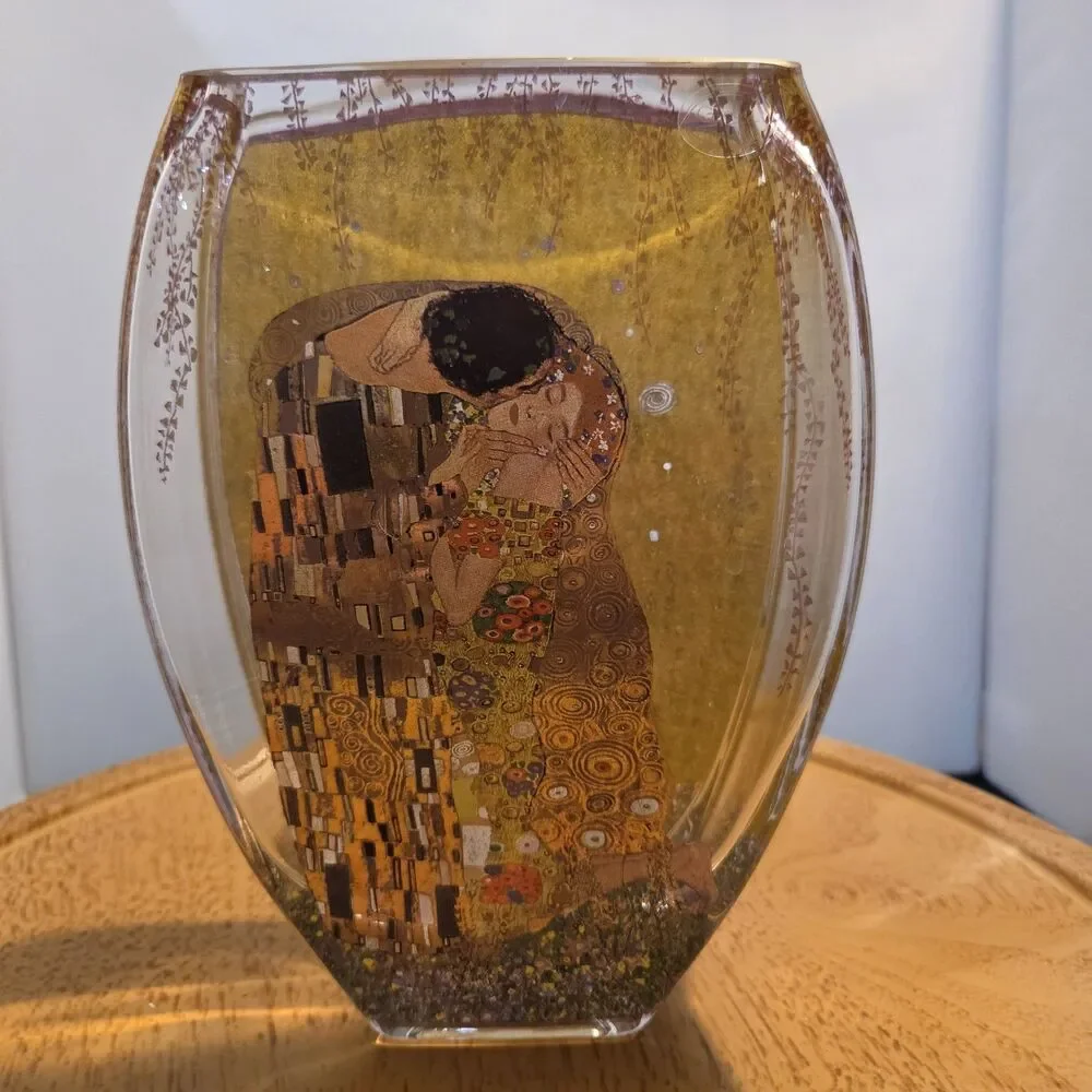 Goebel Artis Orbis Gustav Klimt The Kiss Der Kuss Art Glass Vase 9